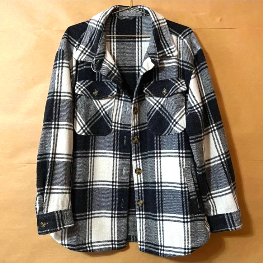 Member's Mark Women's Button Up Long Sleeve Warm Plaid Shacket Size M / Medium